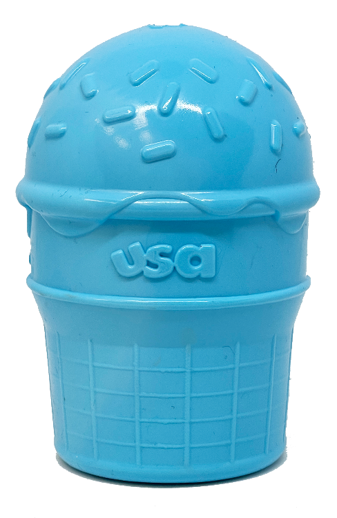 Sodapup Ice Cream Cone Durable PUP-X Rubber Chew Toy and Treat Dispenser: Large Ice Cream Cone - blue