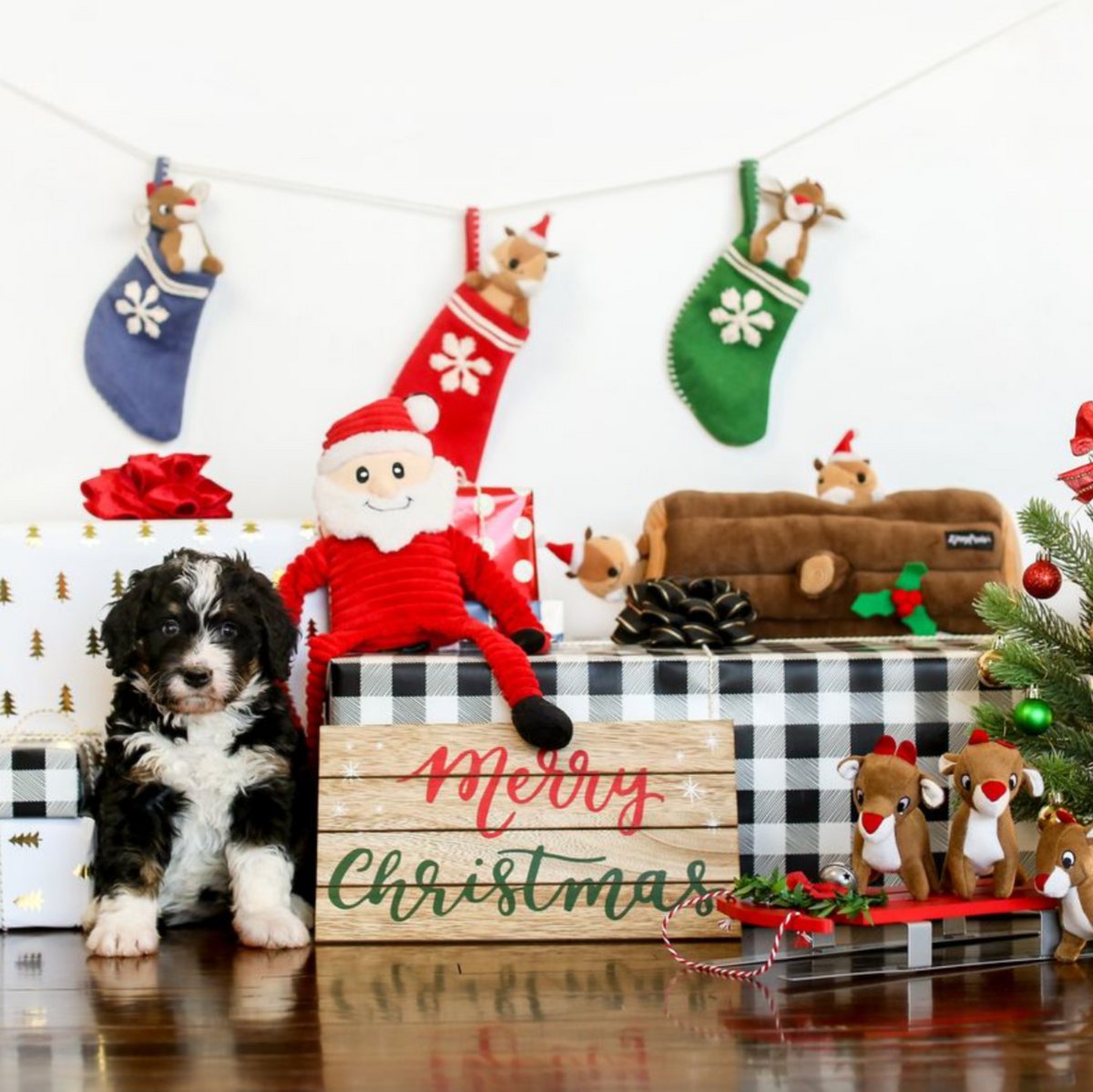 Holiday Zippy Burrow - Yule Log - Christmas Dog Toy