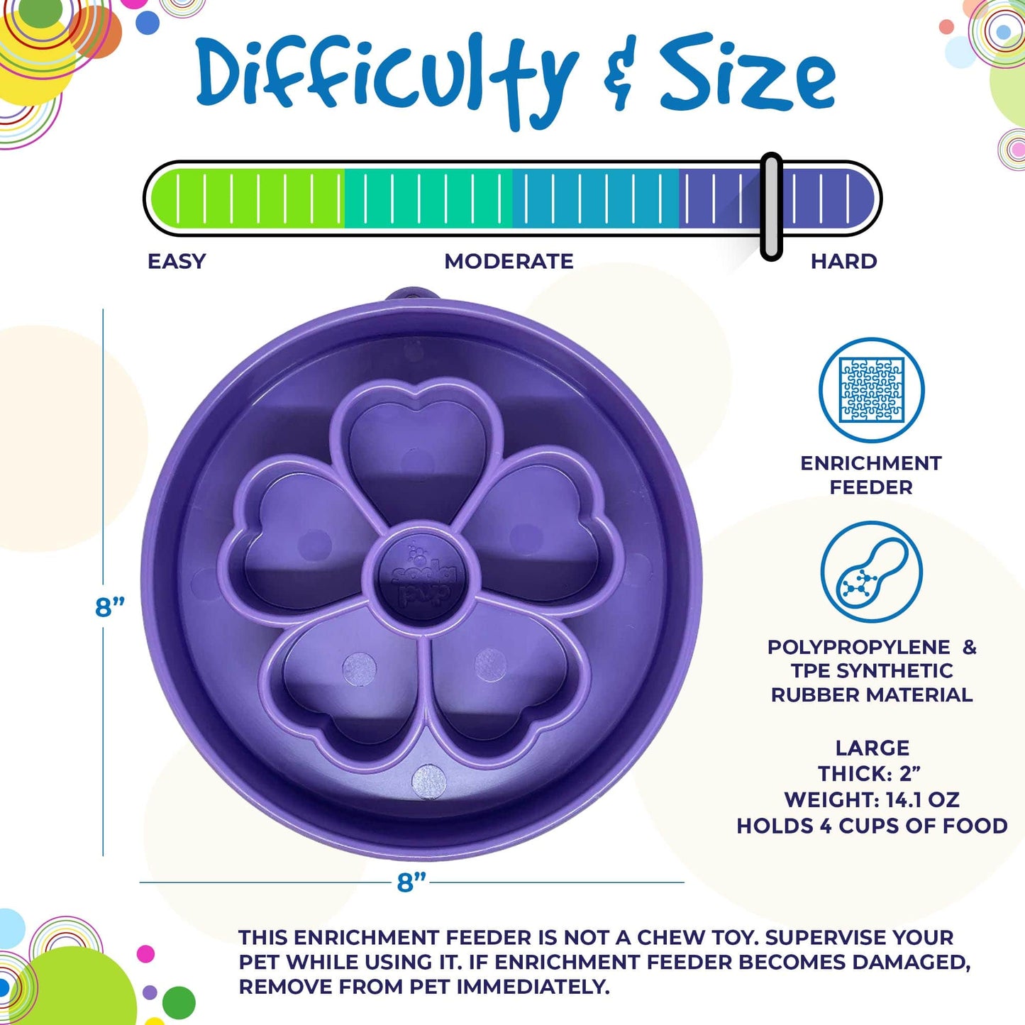 Flower eBowl Deep Slow Feeder Dog Bowl for Enrichment - Flower Bowl