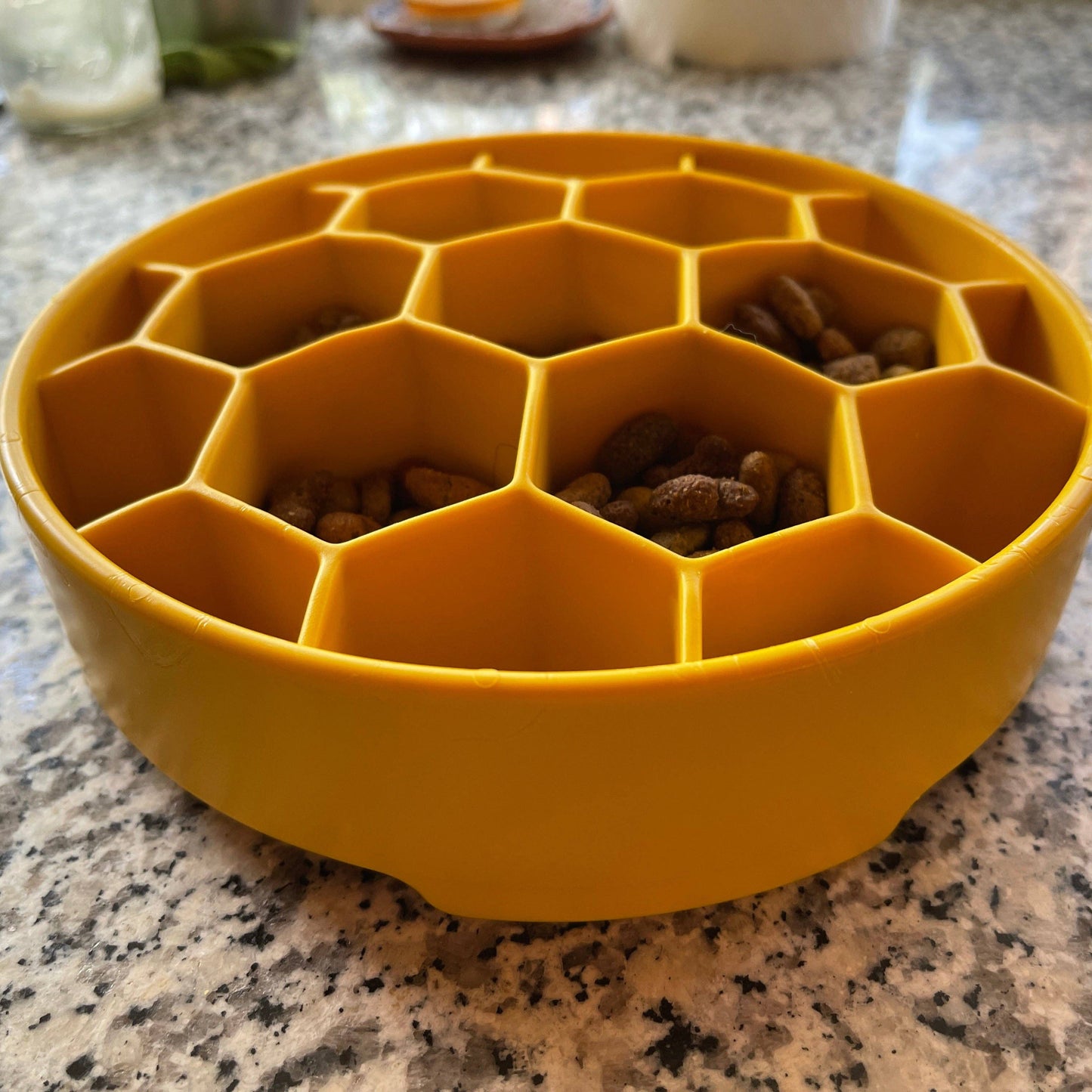 Honeycomb eBowl Deep Slow Feeder Dog Bowl - Yellow