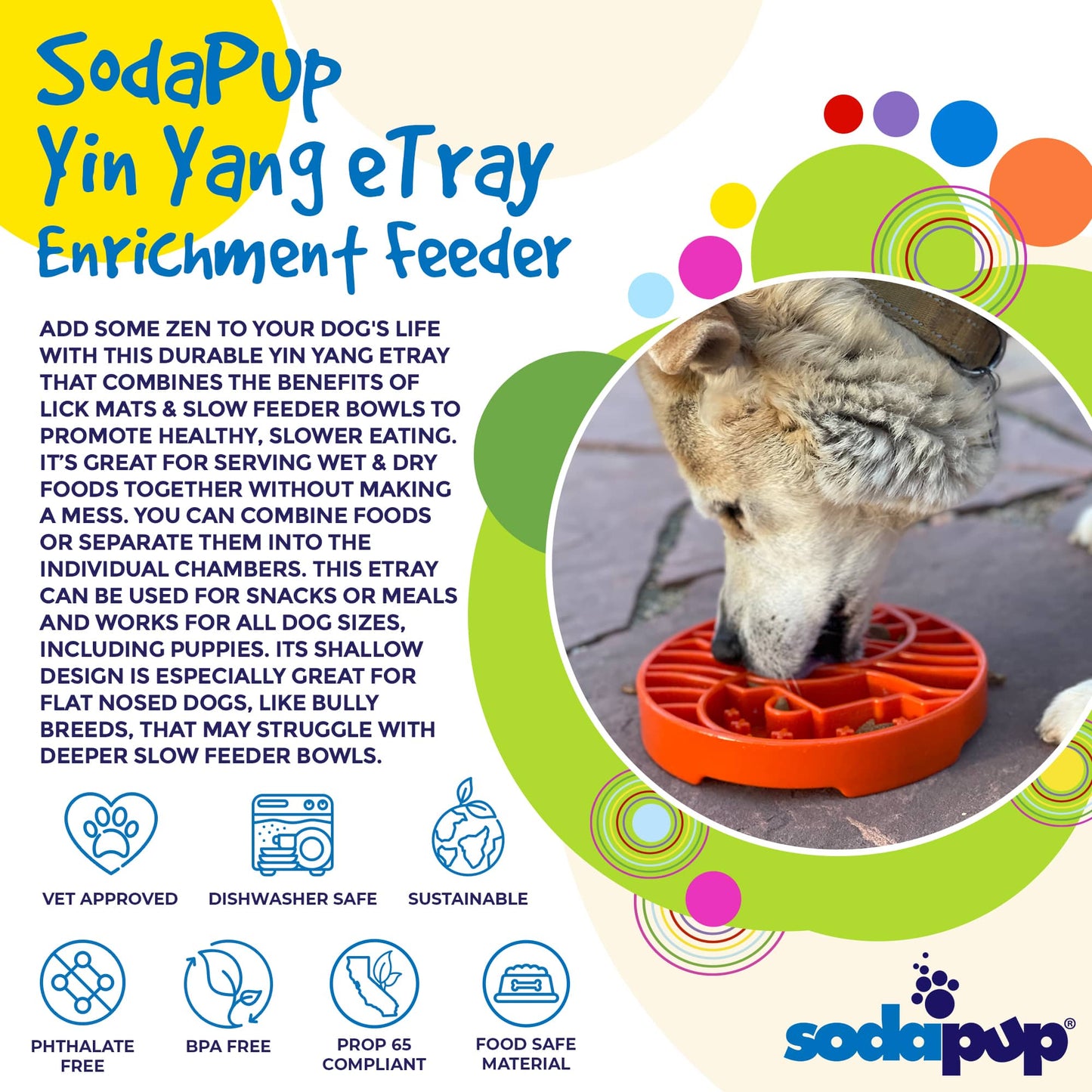 Sun and Moon eTray - Shallow Slow Feeder Dog Bowl
