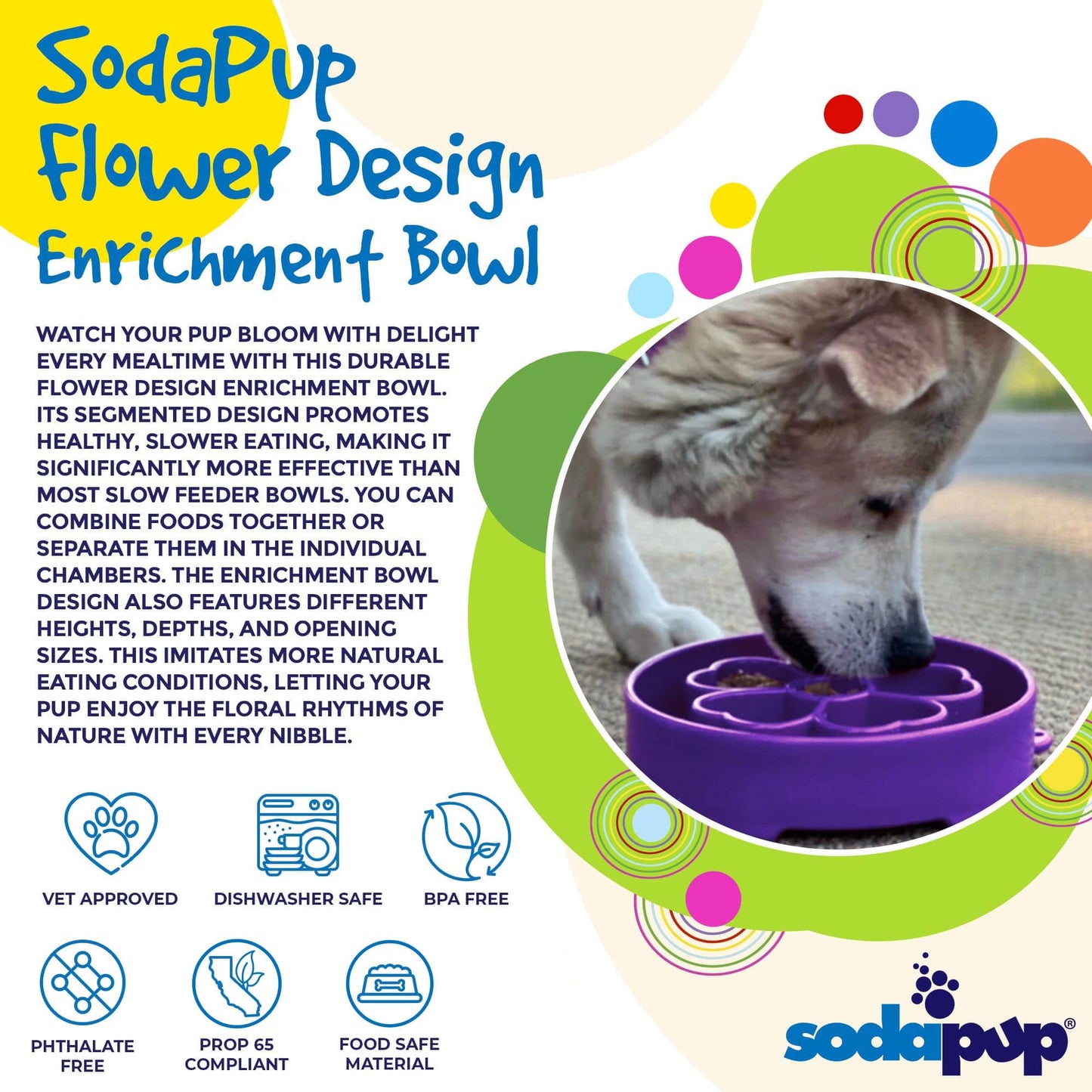 Flower eBowl Deep Slow Feeder Dog Bowl for Enrichment - Flower Bowl