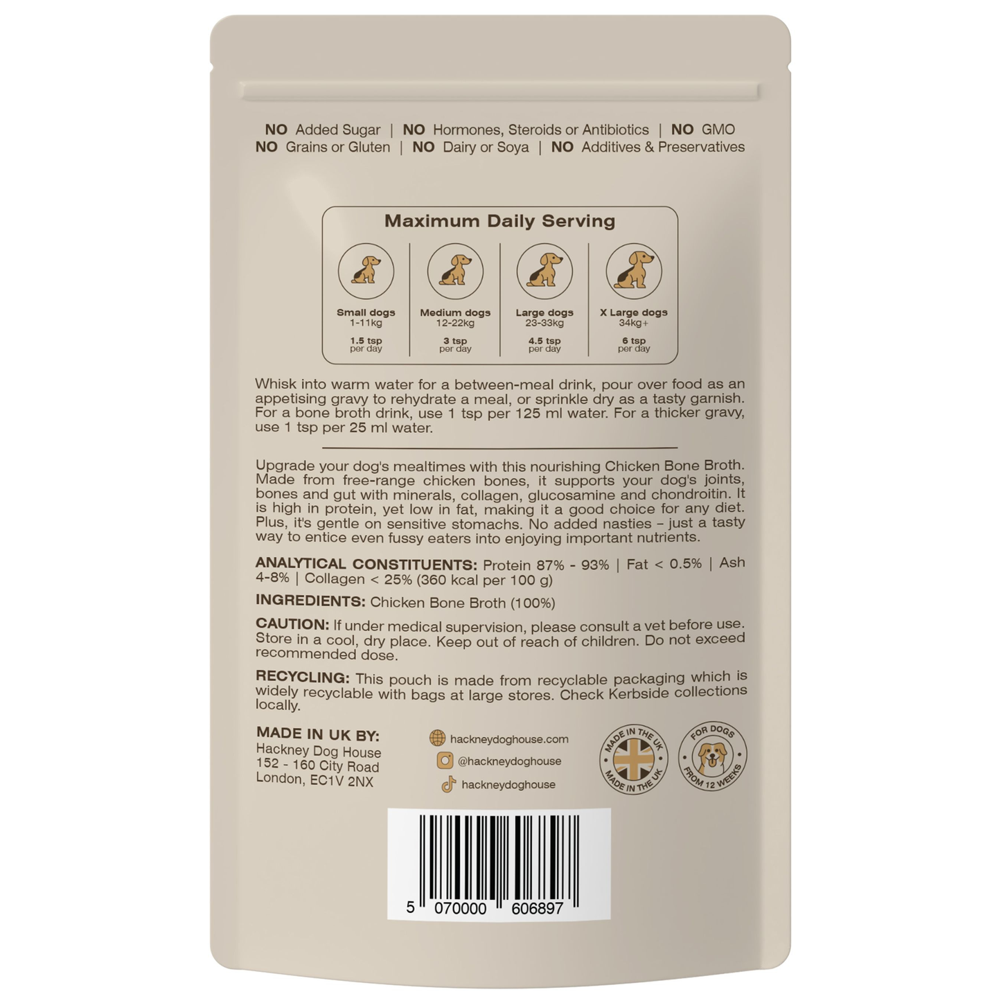 Hackney House Bone Broth for Dogs - Chicken