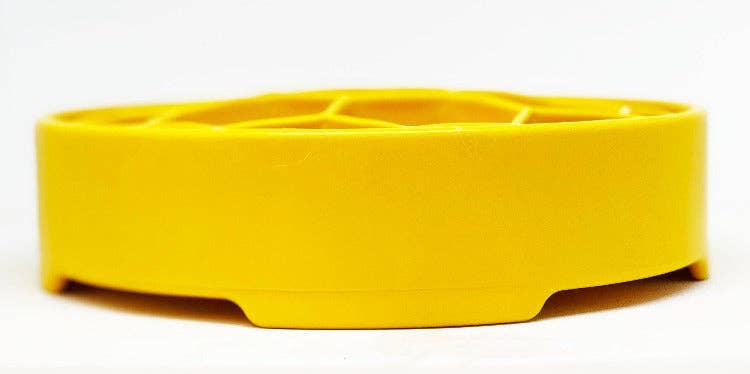 Honeycomb eBowl Deep Slow Feeder Dog Bowl - Yellow