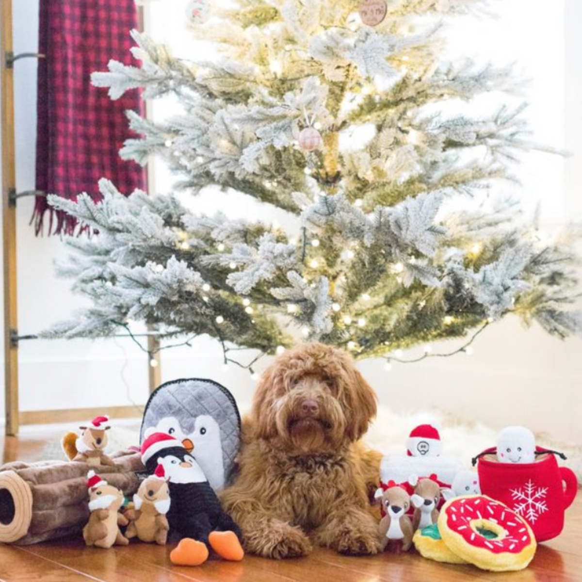 Holiday Zippy Burrow - Yule Log - Christmas Dog Toy