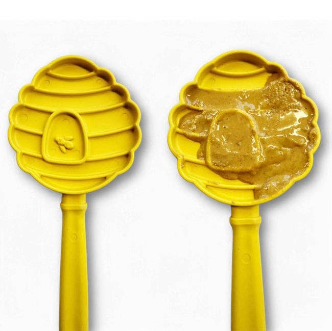 Sodapup Lick Stick Hand-Held Interactive Enrichment Toys: Beehive Lick Stick - yellow