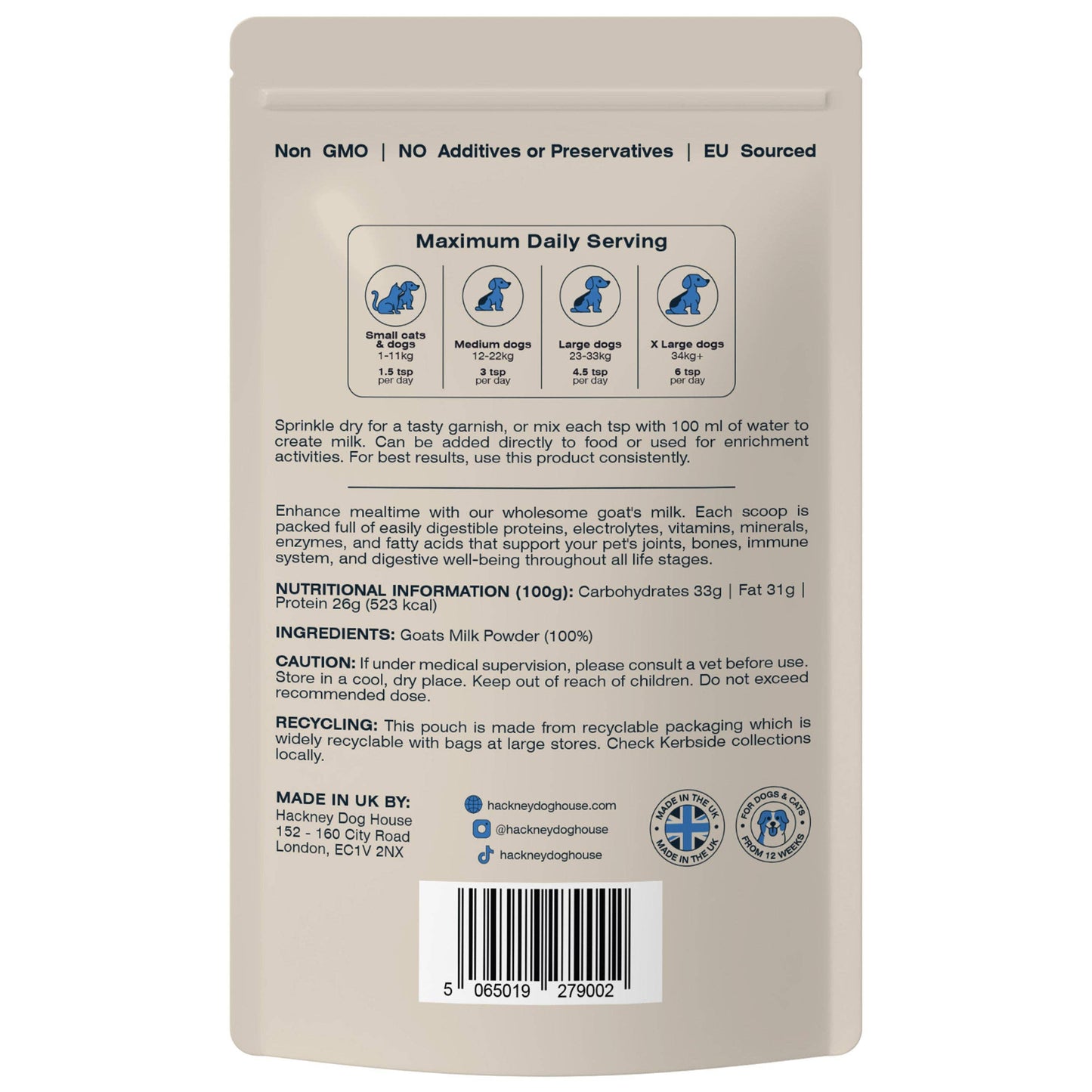 Hackney House Goats Milk Powder for Dogs