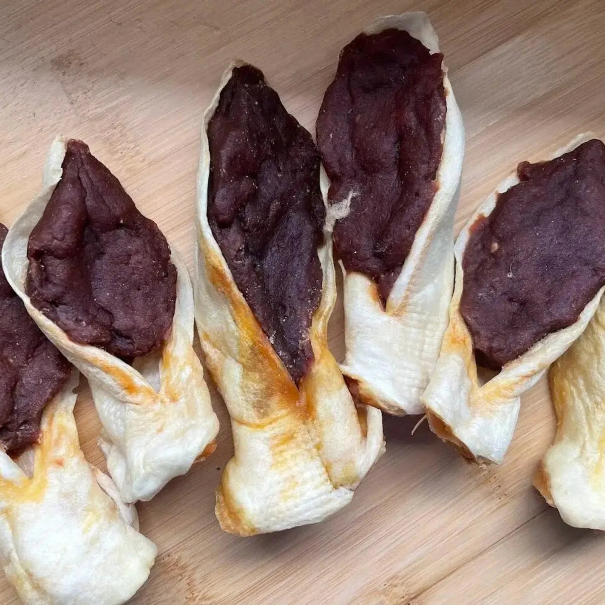 five beef filled rabbit ears