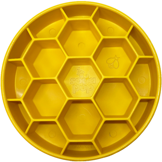 Honeycomb eBowl Deep Slow Feeder Dog Bowl - Yellow