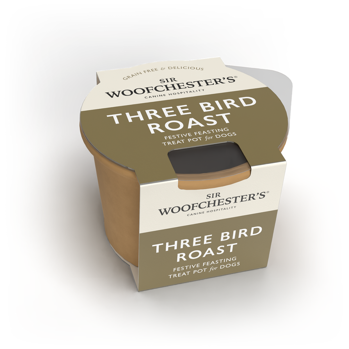 Festive Three Bird Roast Dog Treat Pot