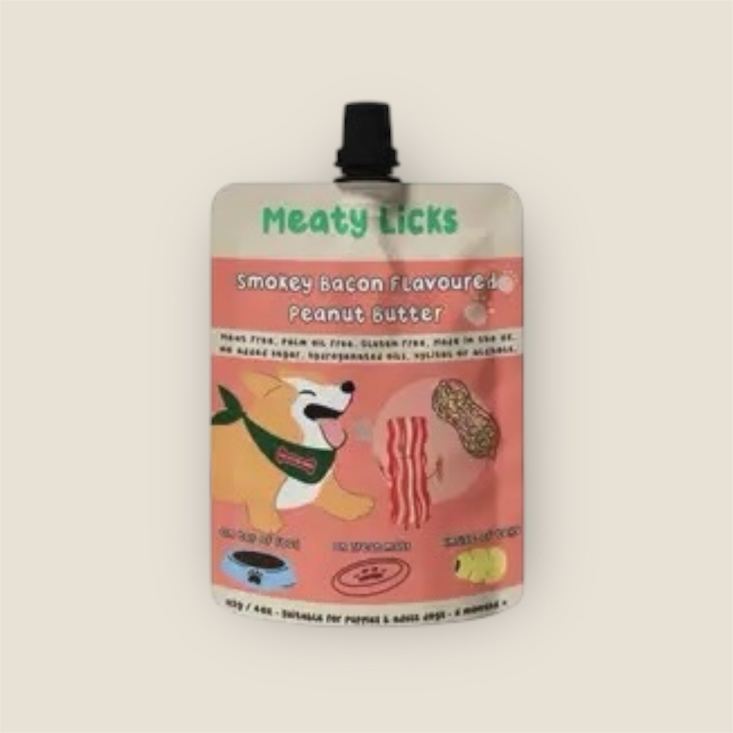Meaty Bubbles Peanut Butter Pouch for dogs 113g 4oz 