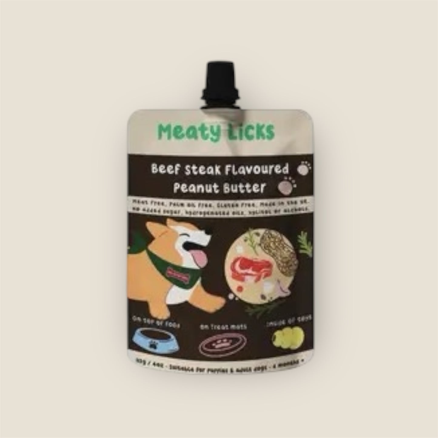 Meaty Bubbles Peanut Butter Pouch for dogs 113g 4oz 