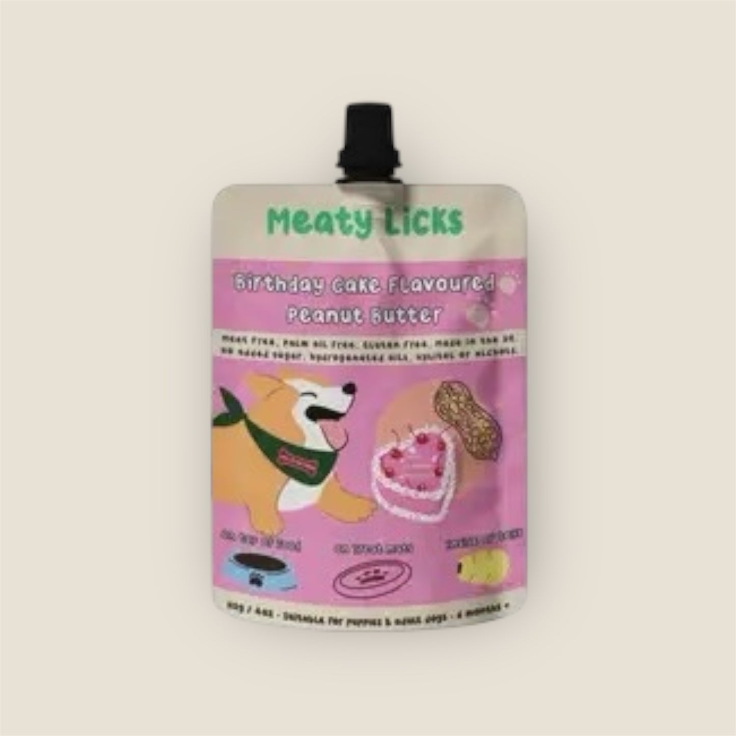 Meaty Bubbles Peanut Butter Pouch for dogs 113g 4oz 