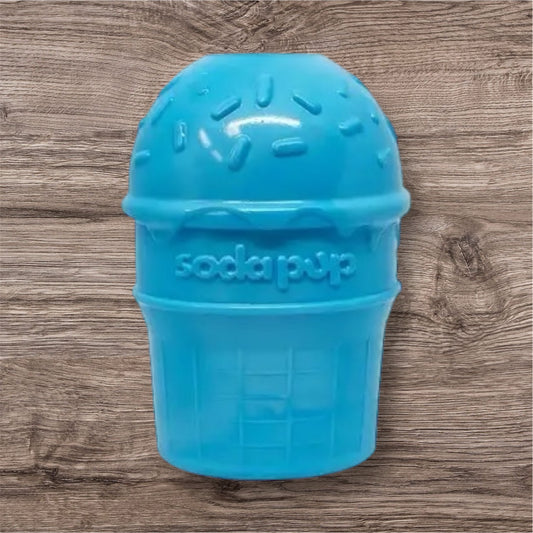Sodapup Ice Cream Cone Durable PUP-X Rubber Chew Toy and Treat Dispenser: Large Ice Cream Cone - blue