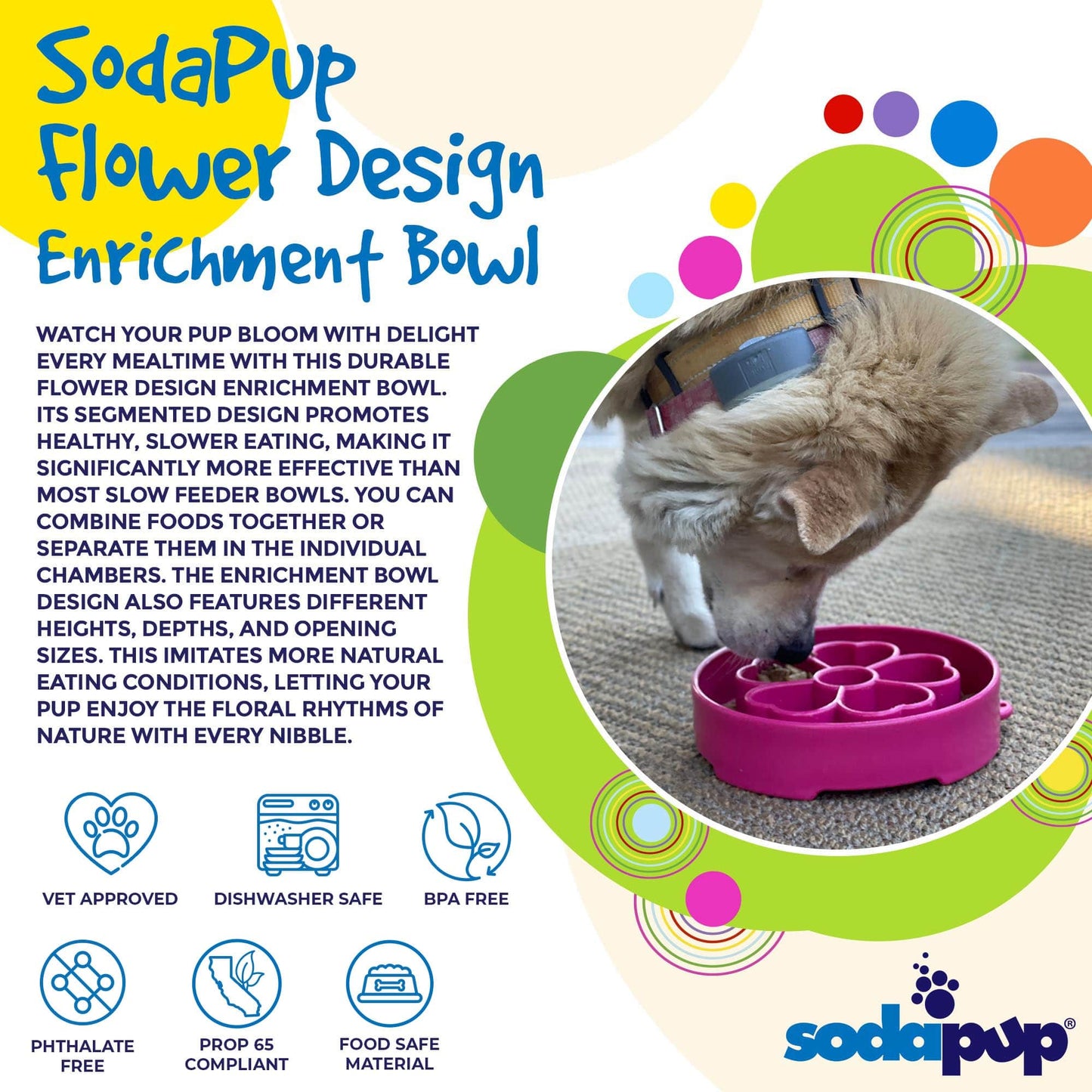 Flower eBowl Deep Slow Feeder Dog Bowl for Enrichment - Flower Bowl