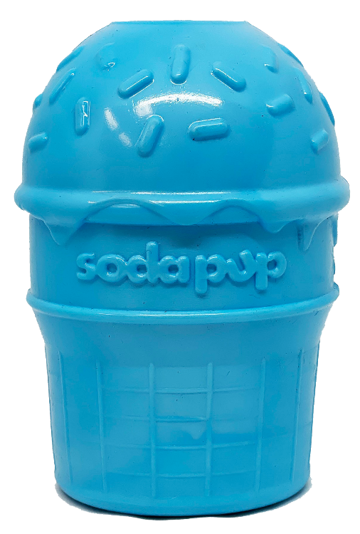Sodapup Ice Cream Cone Durable PUP-X Rubber Chew Toy and Treat Dispenser: Large Ice Cream Cone - blue