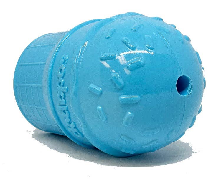 Sodapup Ice Cream Cone Durable PUP-X Rubber Chew Toy and Treat Dispenser: Large Ice Cream Cone - blue