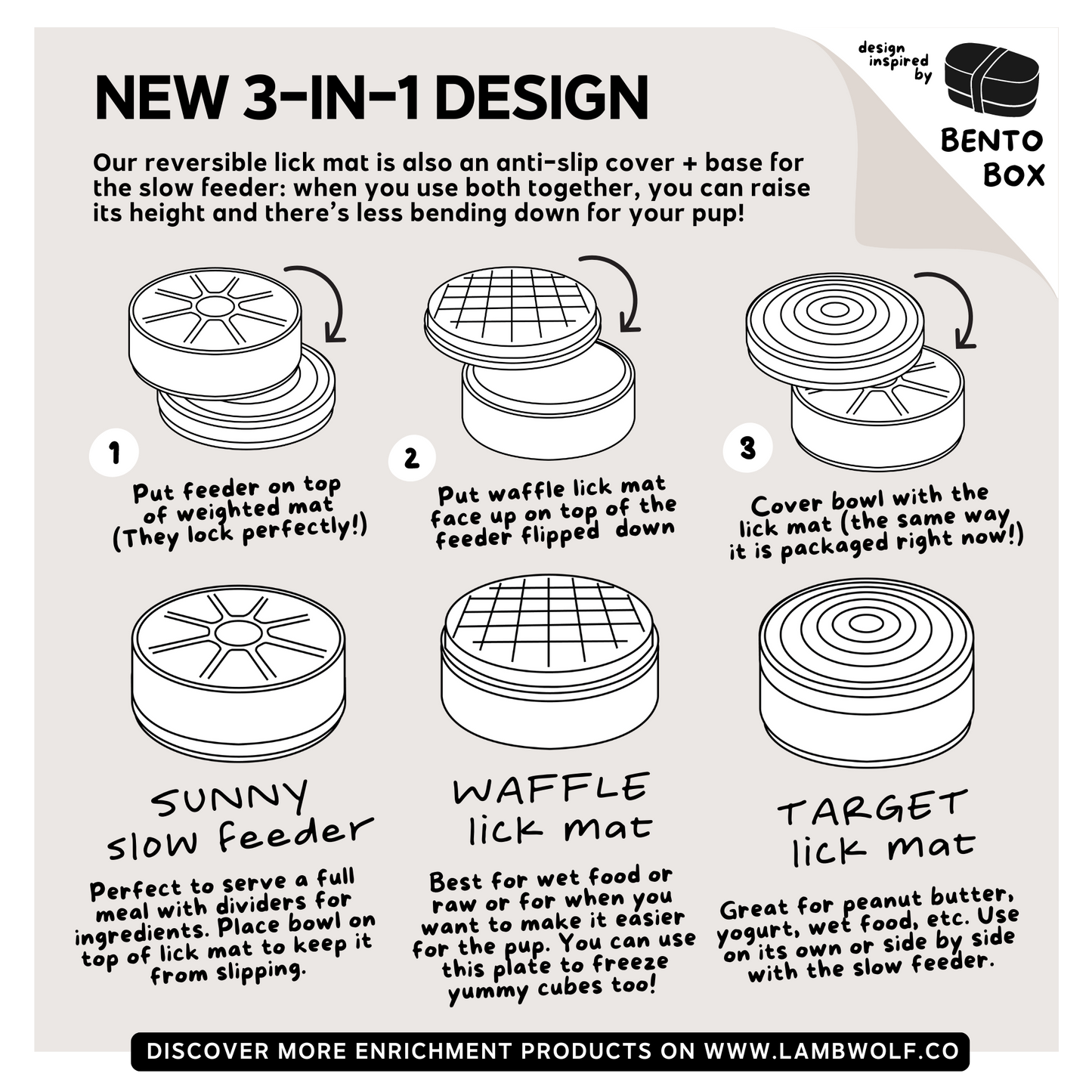 Lambwolf Collective 3-IN-1 BENTO Slow Feeder and Lickmat