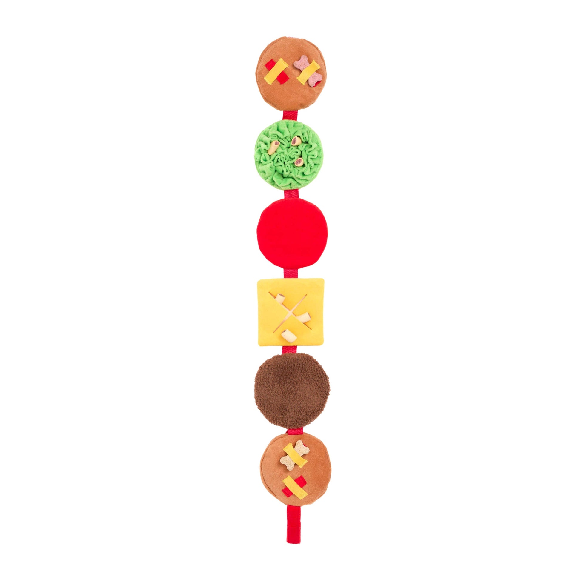 Colorful toy with various shapes on a white background