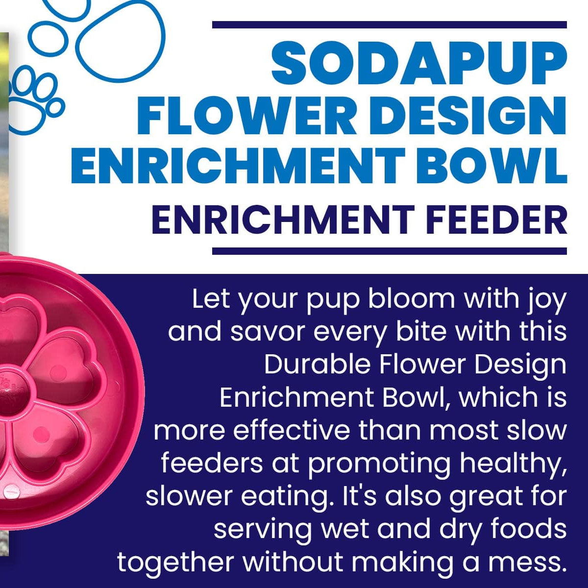 Flower eBowl Deep Slow Feeder Dog Bowl for Enrichment - Flower Bowl