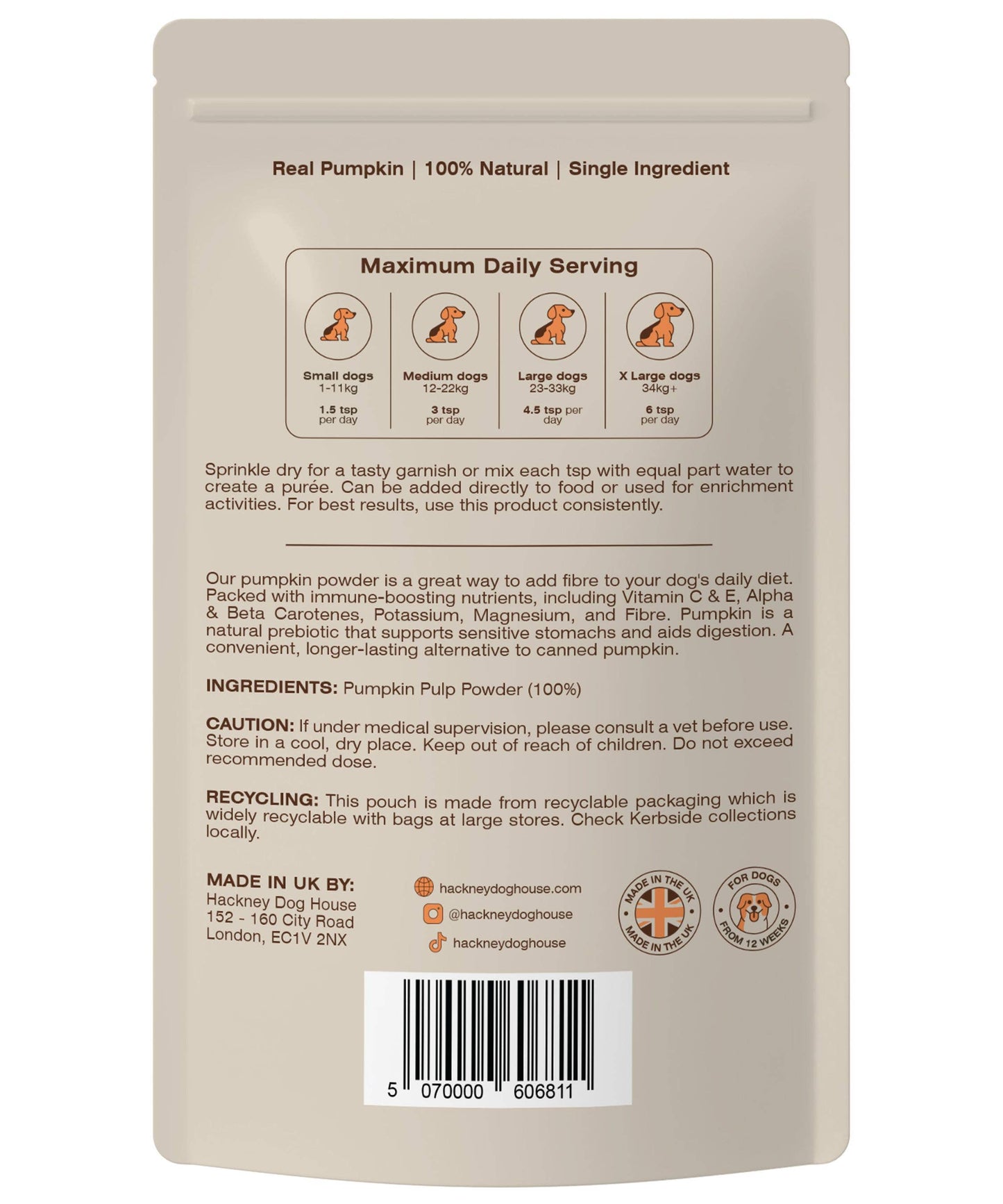 Hackney House Pumpkin Powder For Dogs